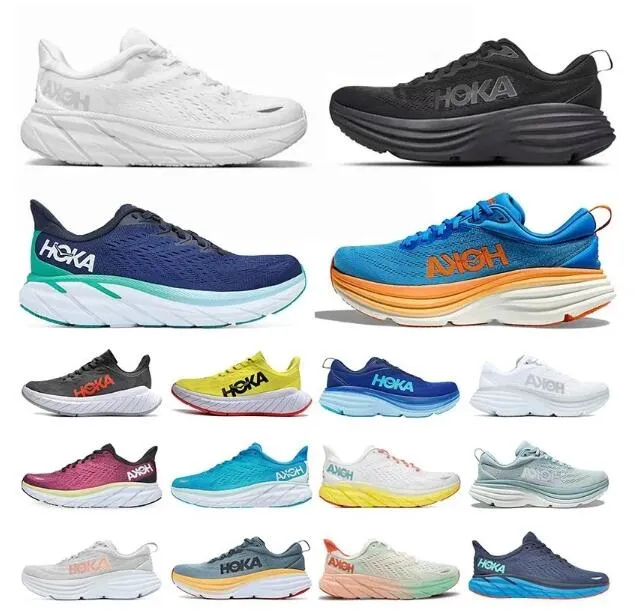 2024 Hoka One Clifton Bondi 8 Löpskor Lätt dämpande långdistansväg Runnerskor Män kvinnor Sneakers Drop Accepterade livsstil 36-45