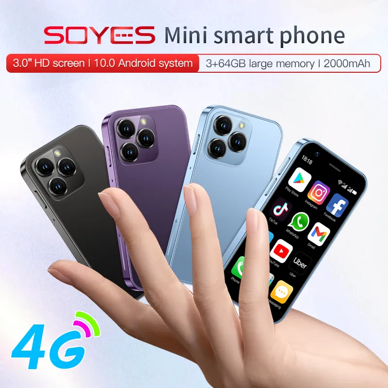 Soyes XS16 Mini -smartphone 4G LTE 2GB+16GB/3GB+64GB 3 -tums mobiltelefon Android 10.0 Dual Core 2000MAH Typ C Dual Sim Standby Liten telefon