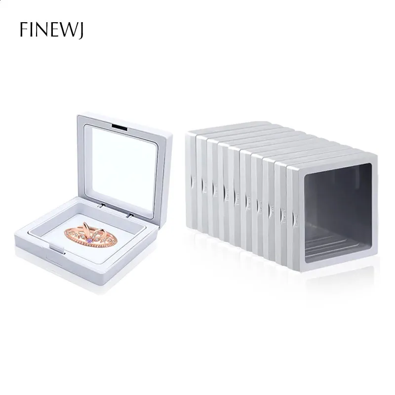 Jewelry Boxes Bulk Lot of 10 PE Film Display Box Ring Earring Jewelry Stand Holder Membrane Case Coin Container Floating Presentation Retainer 231116