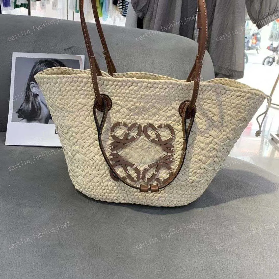 Stilista di marca Cestino intrecciato in paglia Grande vite Borsa a tracolla da donna con manico grande Borsa fatta a mano Borsa da spiaggia estiva Borsa a tracolla