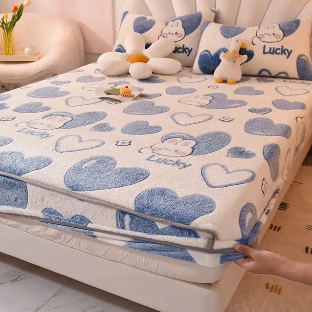 Snowflake Velvet Cartoon Soft Diwan Cot Bed Sheets Thickened Single Bed Hat  With Milk Coral Cover For Autumn And Winter 231116 From Diao10, $23.77