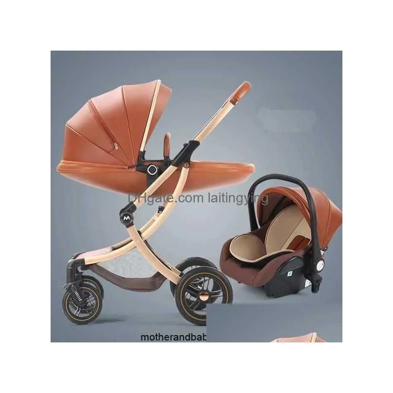 strollers luxury baby stroller 3 in 1 carriage with car seat eggshell born leather high landscapestrollers05