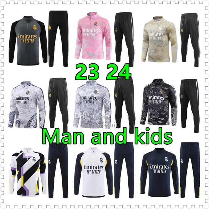 23 24 MENS OCH KIDS SOCCER REAL MADRID TRACKSUT JERSEY FOTBALL CHANDAL FUTBOL SURBETEMENT FOOT MAILLOT RETRO PLAYER VERSION