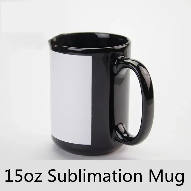 15oz Sublimation Blank ceramics Mug with Round handle inner color Black surface Tumbler Colored Matte Clear walls Thermal Drinking Water cup