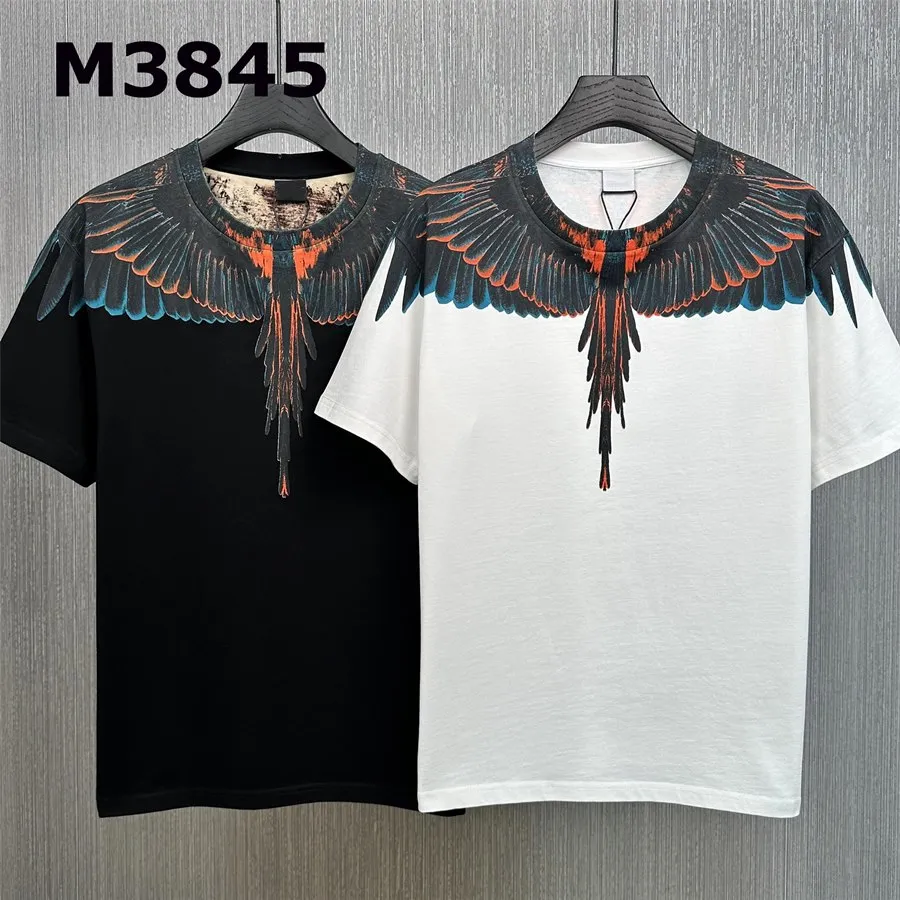 Camiseta de algodão masculina e feminina nova camiseta preta e branca Moda de moda casual estilo m-3xl verão europeu e americano camisa de manga curta LB3845