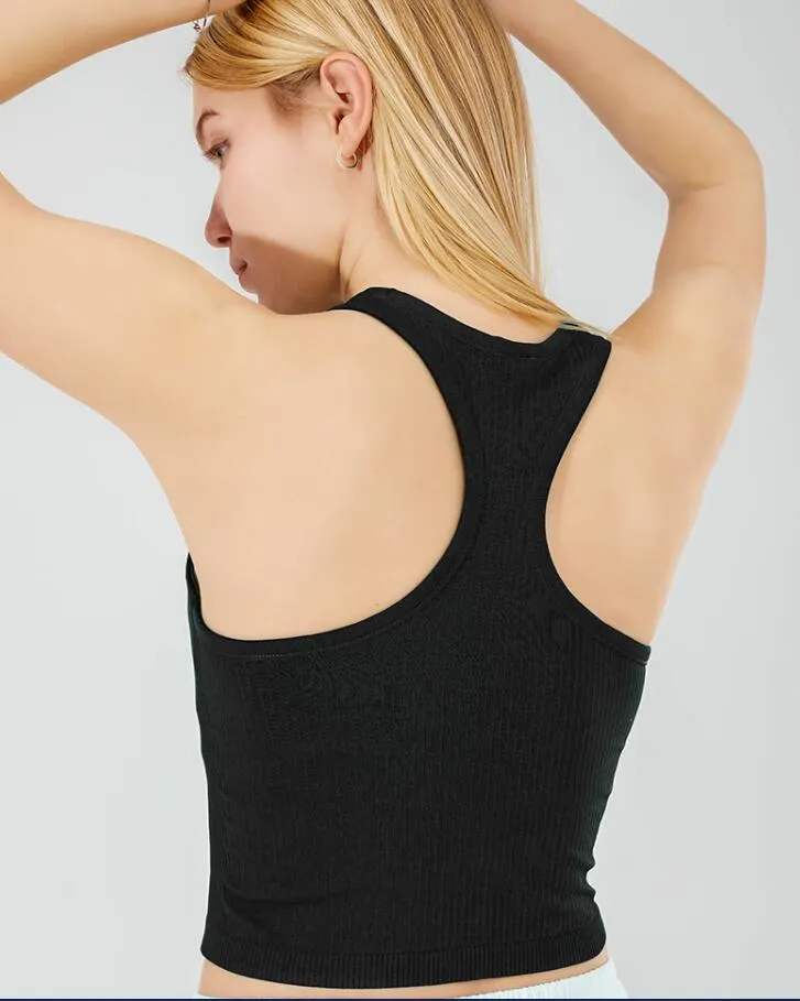 Street Lu-51 Ebb to Thank Racerback Yoga Kıyafetleri Yastıklı Sütyen Üstü Spor Salonu Kıyafetleri Kadınlar Yemek Nefes Alabilir Egzersiz Fitness Spor Gömlek Sıcak Satış
