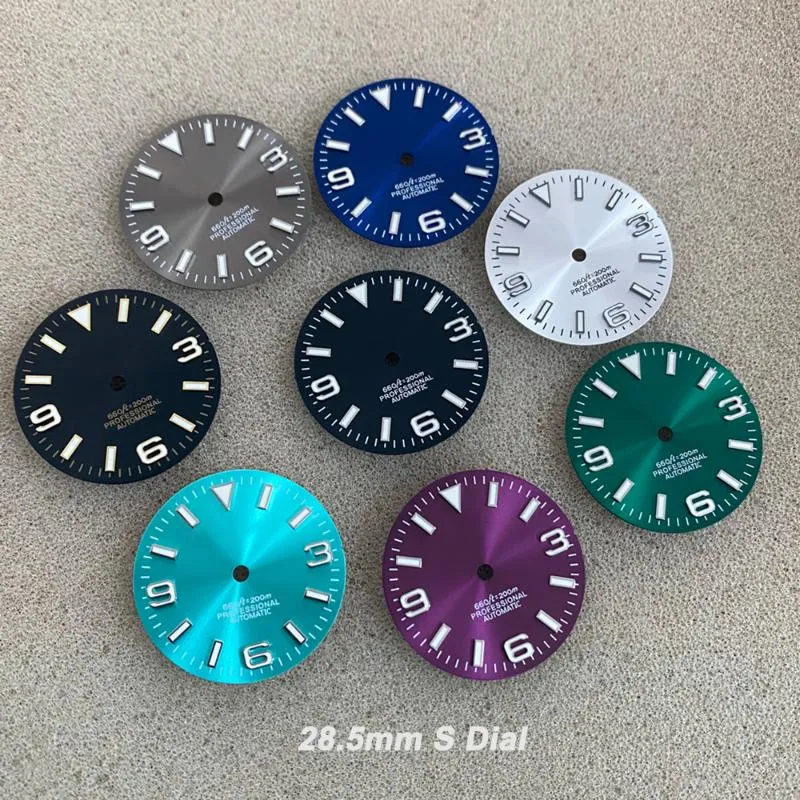 Watch Repair Kits Tools & 28.5mm 369 Nails Dial Sun Pattern Modified Green Luminous Suitable For NH35/NH36/4R/7S Movement PartsRepair