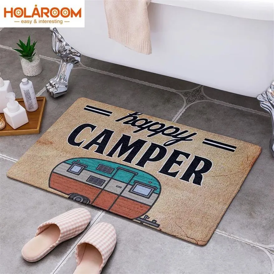 Cartoon Camper Carpet Bathroom Entrance Doormat Bath Indoor Floor Rugs Absorbent Mat Anti-slip Kitchen Rug for Home Decorative 201228J