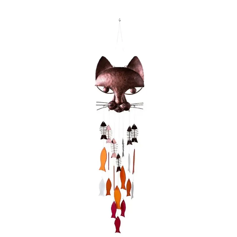 Carillon à Vent Chat En Métal Pour Extérieur - Décoration De Jardin, Porche, Cour - Cadeau Original Pour Amoureux Des Chats - 14