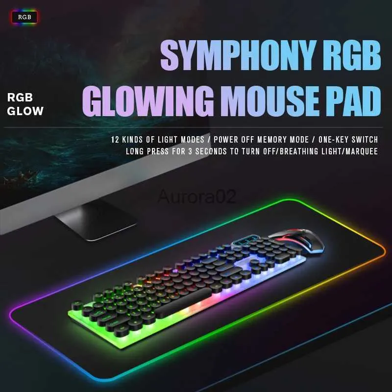 Mouse Pads Wrist Rests Large luminous mouse pad RGB streamer LED gaming internet caf table mat home keyboard pad YQ231117