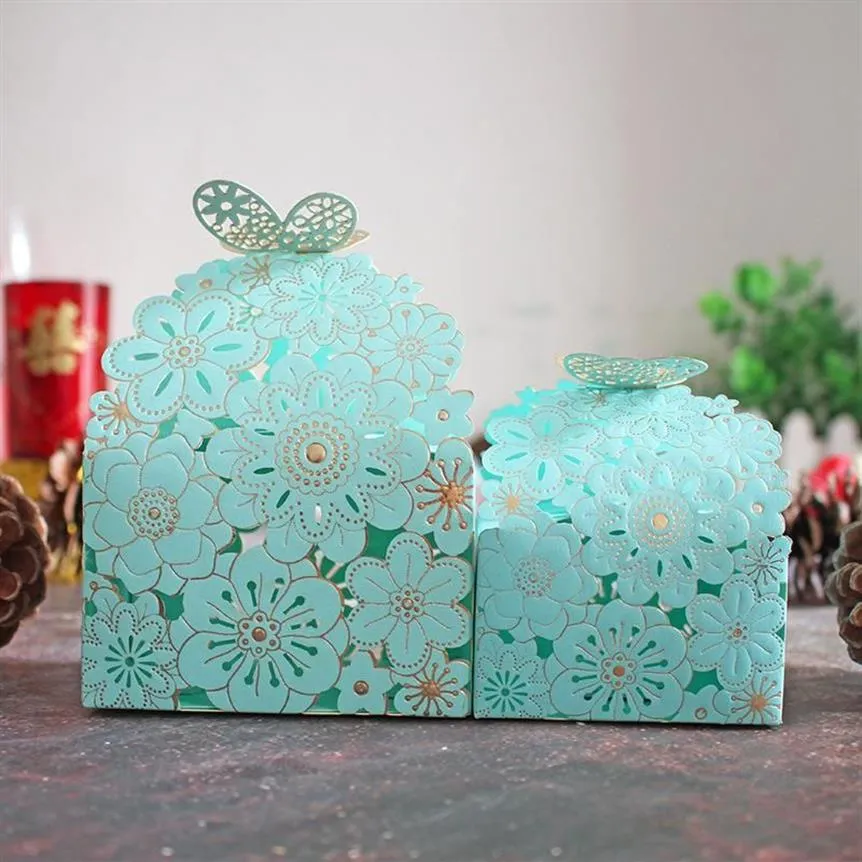 Present Wrap 10st Lot Golden Hollow Butterfly Candy Bag Box Package Wedding Favor Boxes Tack födelsedagsfestväskor278v