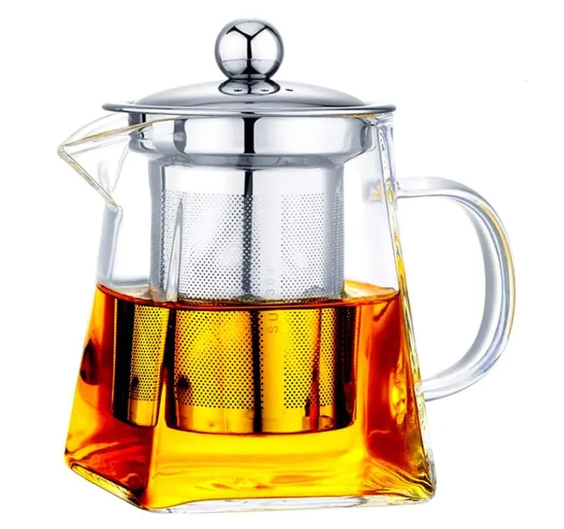 Heat Resistant Glass Teapot with Stainless Steel Tea Infuser Filter Flower Tea Kettle Kung Fu Tea Set Puer Oolong Teapot Hotsale