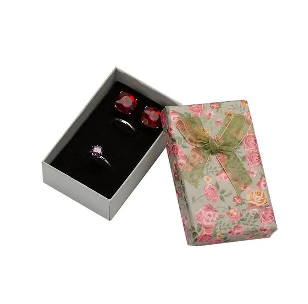 Flower Floral Necklace Earrings Ring Box 5*8cm Jewelry Box Paper Jewelry Gift Box Multi Colors Jewellery Organizer GA58