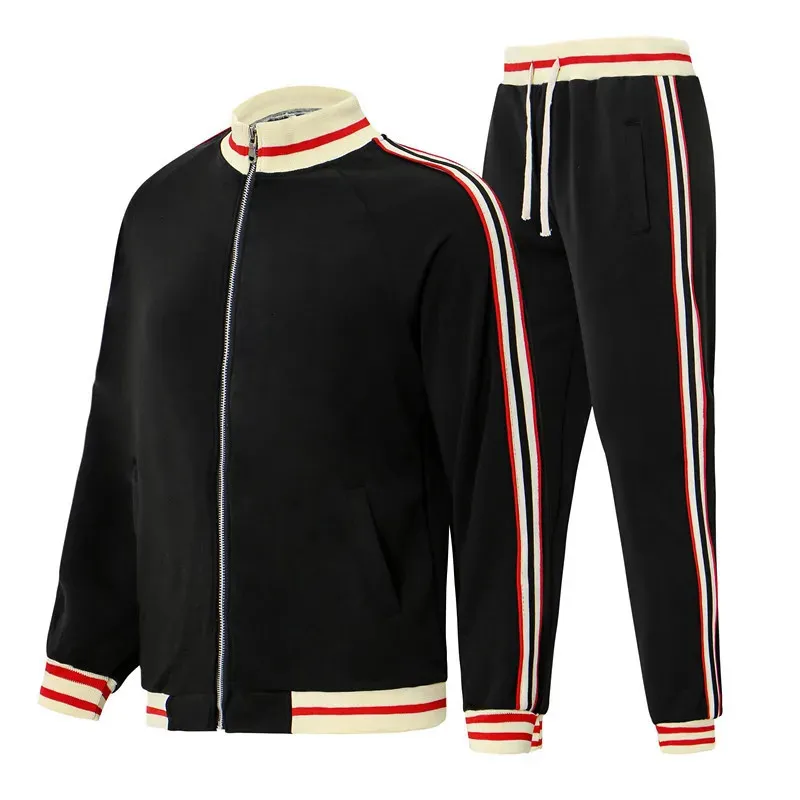 Tute da uomo Casual Tuta da uomo Primavera Autunno Uomo Set Cardigan con zip Giacca in due pezzi Pantaloni Tuta da jogging a righe Tuta sportiva Tuta da uomo 231117