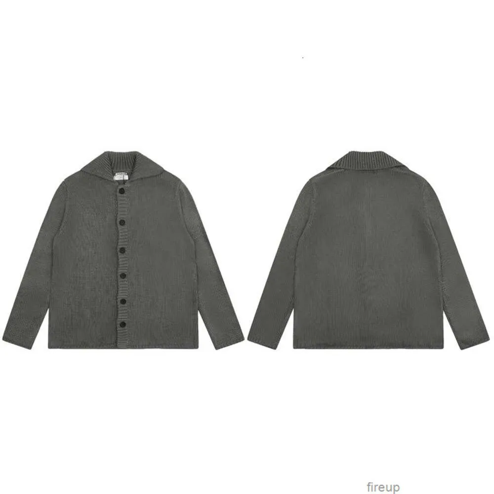 Pulls de créateurs Pull à capuche pour hommes Notre héritage coréen Gris Laine Mélangée Bouton Bouton Revers Manteau Pull Cardigan À Manches Longues