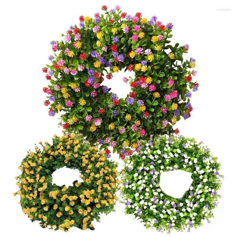 Decorative Flowers Spring Wreath 15.75 Inches Highquality Colourful Artificial Hanging Decor For Wall Window Indoor Outdoor Decoration