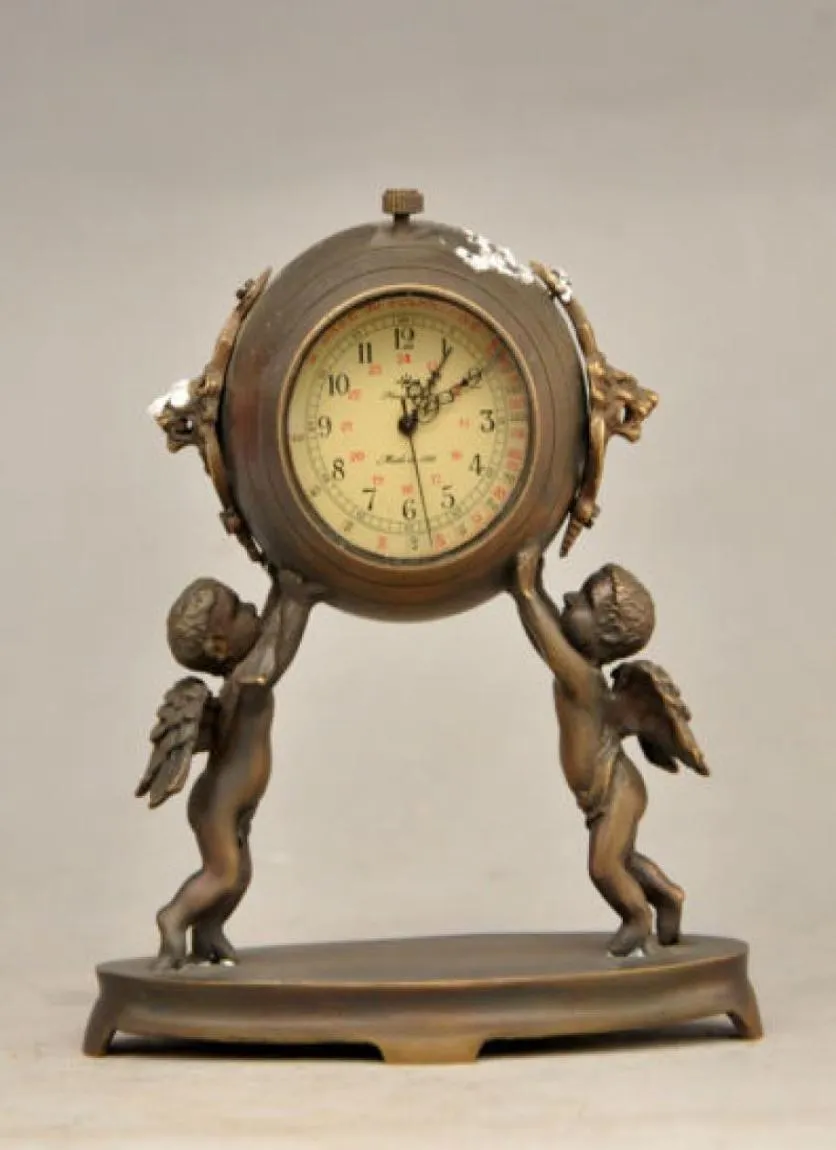 Sculpture décorative en laiton ancien de 472 pouces, peut utiliser une horloge mécanique, ange enfant 4110147