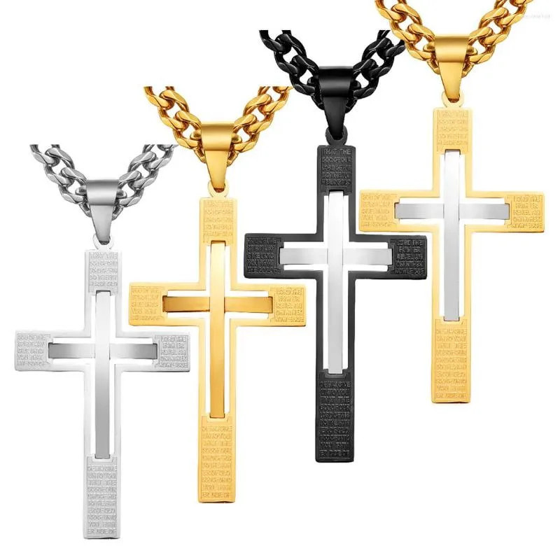 Pendant Necklaces Fashion Women Mens 316L Stainless Steel Crucifix Cross Curb Chain Necklace 6mm 18-36"