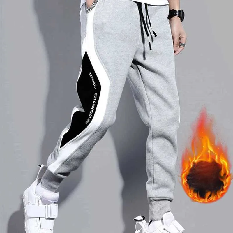 Calças masculinas 2023 calças compridas quentes outono e inverno dos homens casual velo sweatpants calças esportivas macias calças de jogging j231116