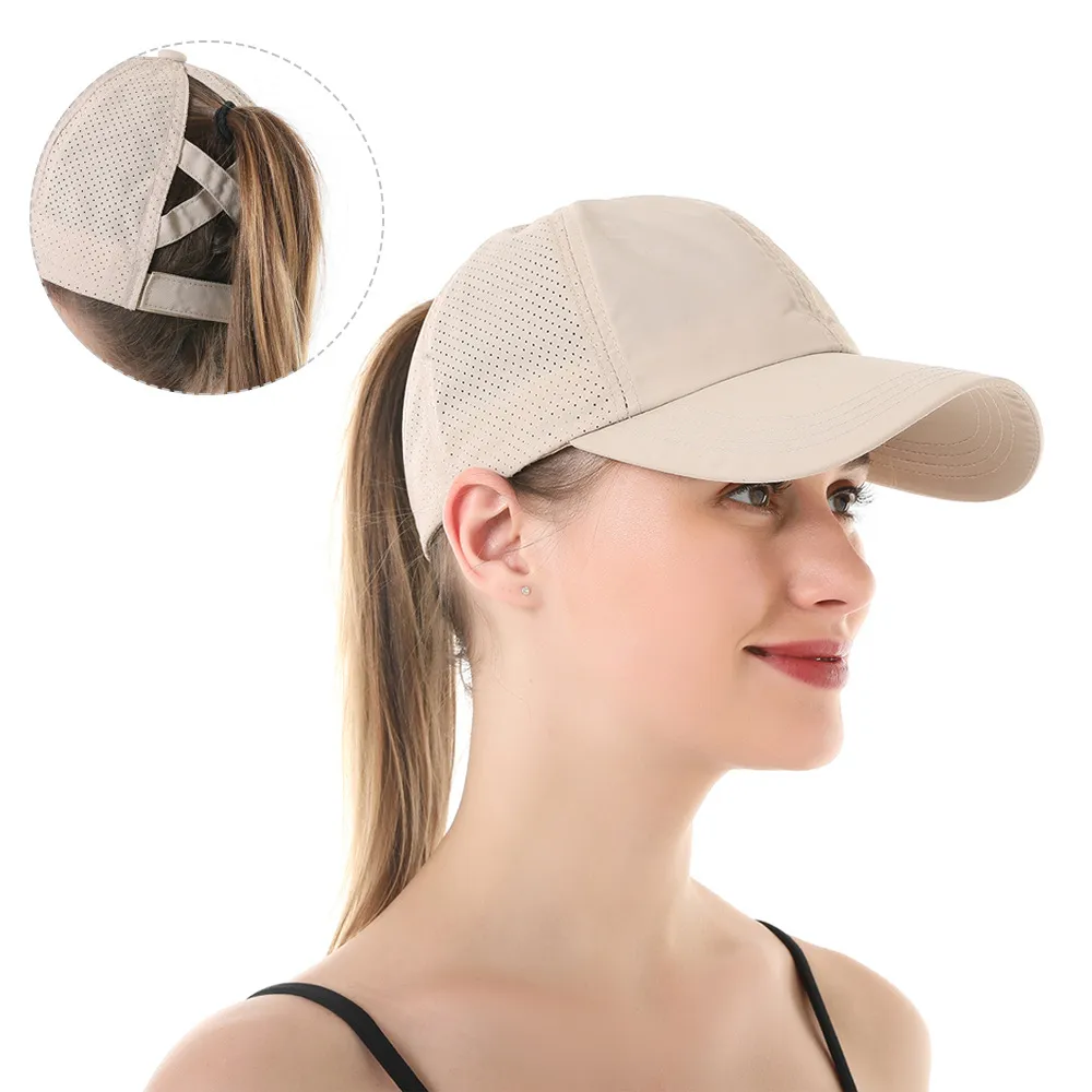 Capas de beisebol de rabo de cavalo de verão mulheres ao ar livre tampa de malha respirável de malha rápida chapéus de malha casquette fêmea feminina