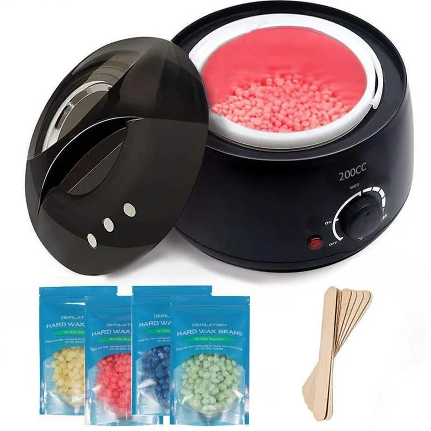 Home Heaters 200CC Wax Heater Warmer Hair Removal Machine For Hand Foot Body SPA Epilator Paraffin Pot Beans Wood Sticks W2210251997