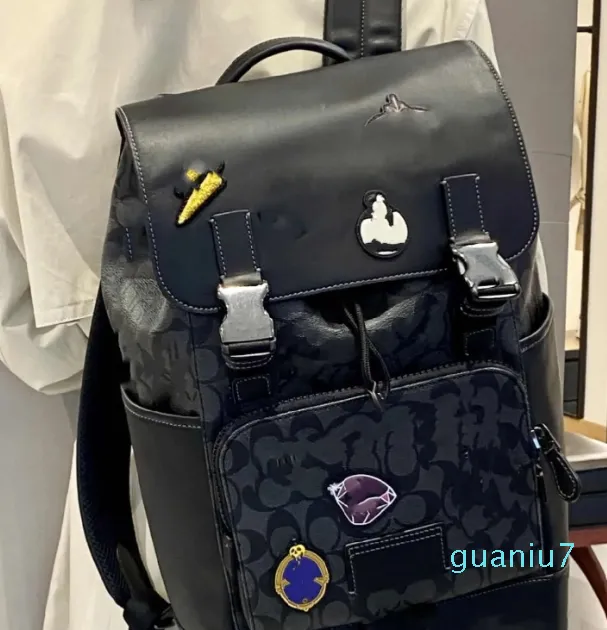 Sac à dos avec badge de mode, classique, double boucle, sac à dos de styliste pour hommes, épaule de sport