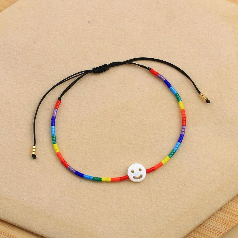 Strand KELITCH Colorful Miyuki Seed Bead Bracelets Smile Charm Ethnic Thin Rope Friendship Jewelry