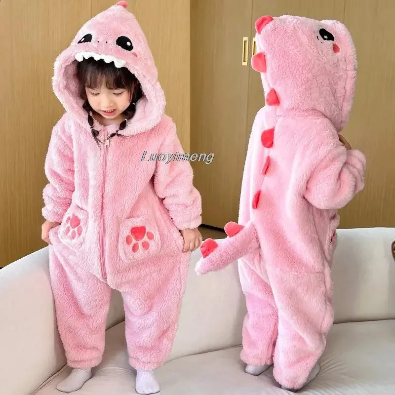 Pajamas Children Clothes Onesie Kids Dinosaur Pajamas Animal Cartoon Blanket Sleepers Baby Costume Winter Boys Girls Jumspuit 1 8Yrs 231116