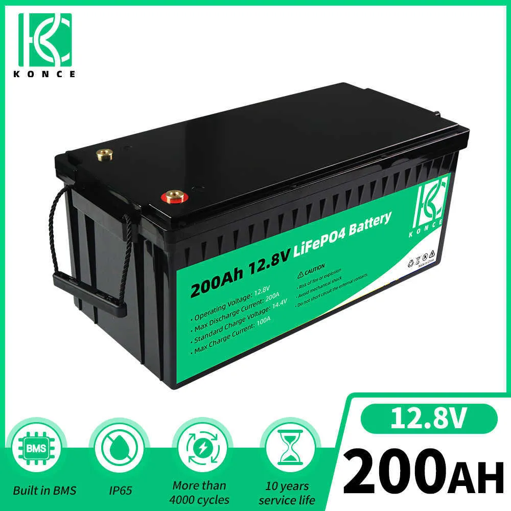 12V 200AH LifePo4 Battery Pack Grad A LifePo4 Inbyggd BMS för RV Home Golf Carts Trucks Fishfinder Boats Electric Power System