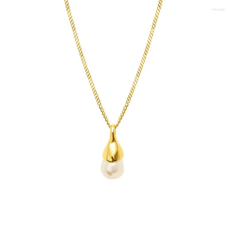 Pendant Necklaces Korean Style Freshwater Pearl Stainless Steel Clavicle Necklace For Women Goth Accessory Fashion Jewelry Statement Gift