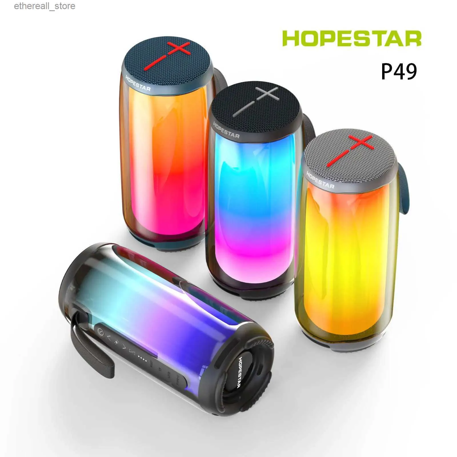 Haut-parleurs de téléphone portable 2023 Nouveau extérieur LED Lumière éblouissante Haut-parleur Boîte Mini Portable P49 Sans fil Bluetooth Haut-parleur Q231117