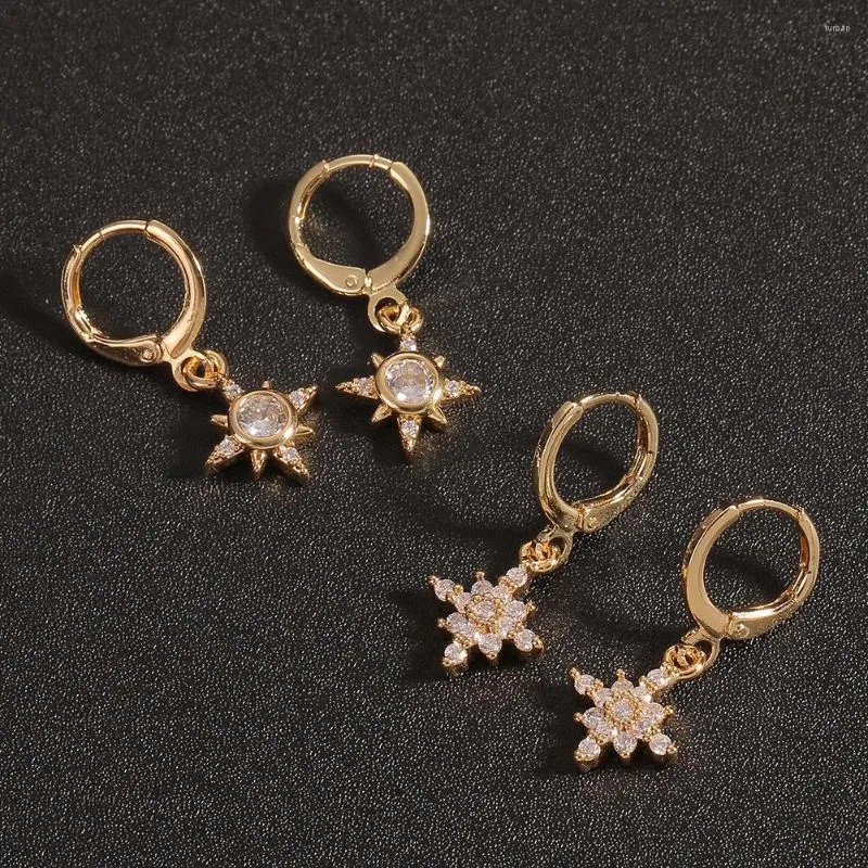 Dangle Earrings European And American Accessories Six Mount Star Micro Inset Zircon Women's Personality Fashion Party Jewelry Gifts