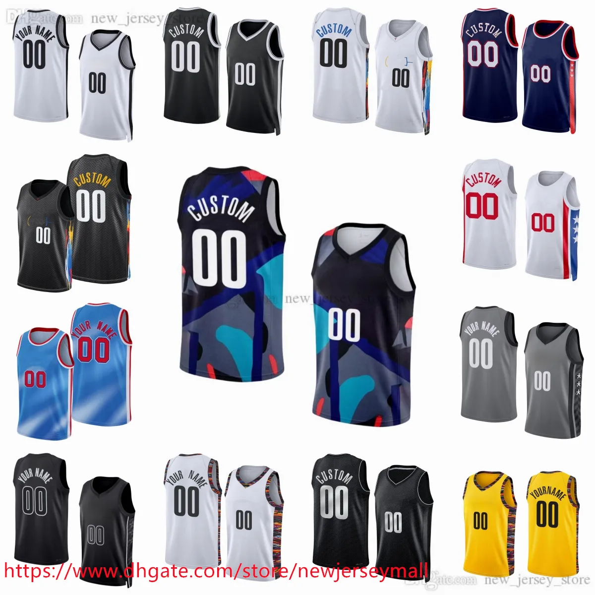 1 Mikal Bridges Jersey Custom 2023-24 Printed Basketball Jerseys 2 Cameron Johnson Ben 10 Simmons 24 Cam Thomas Spencer Dinwiddie DayRon Sharpe Noah Clowney Shorts