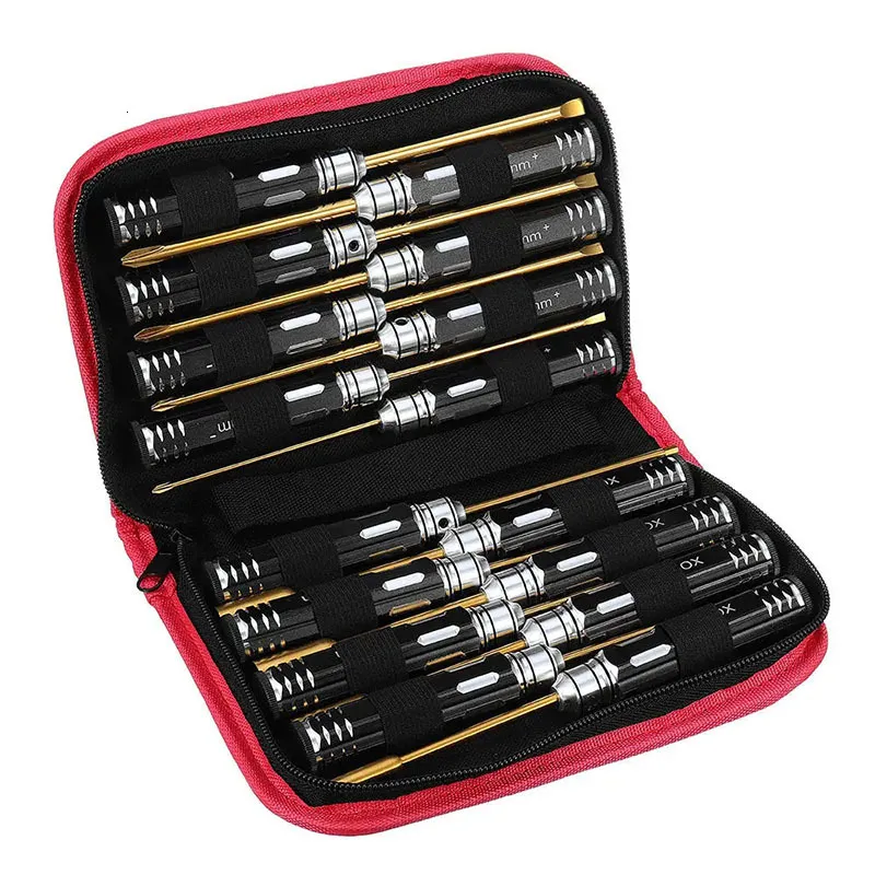 Screwdrivers 16Pcs Hex Phillips Screw Nut Flat Screwdriver Tools Box Set With Bag for RC Model 230417