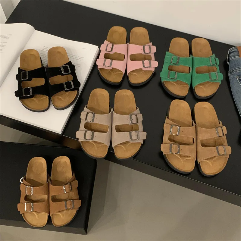 Butowniki Button Designer Slipper Slide Flat Sandal Sandal Buty Casual Buty Fashion Klasyczna marka Kobiet Kapcie Slowers Slajdy plażowe Sandały Letnie Sandały 10a z pudełkiem