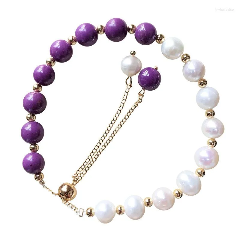 Strand Wholesale Purple Mica Freshwater Pearl Bracelet Round Bead Adjustable Size Bracelets For Girlfriend Women Fashion Jewelry