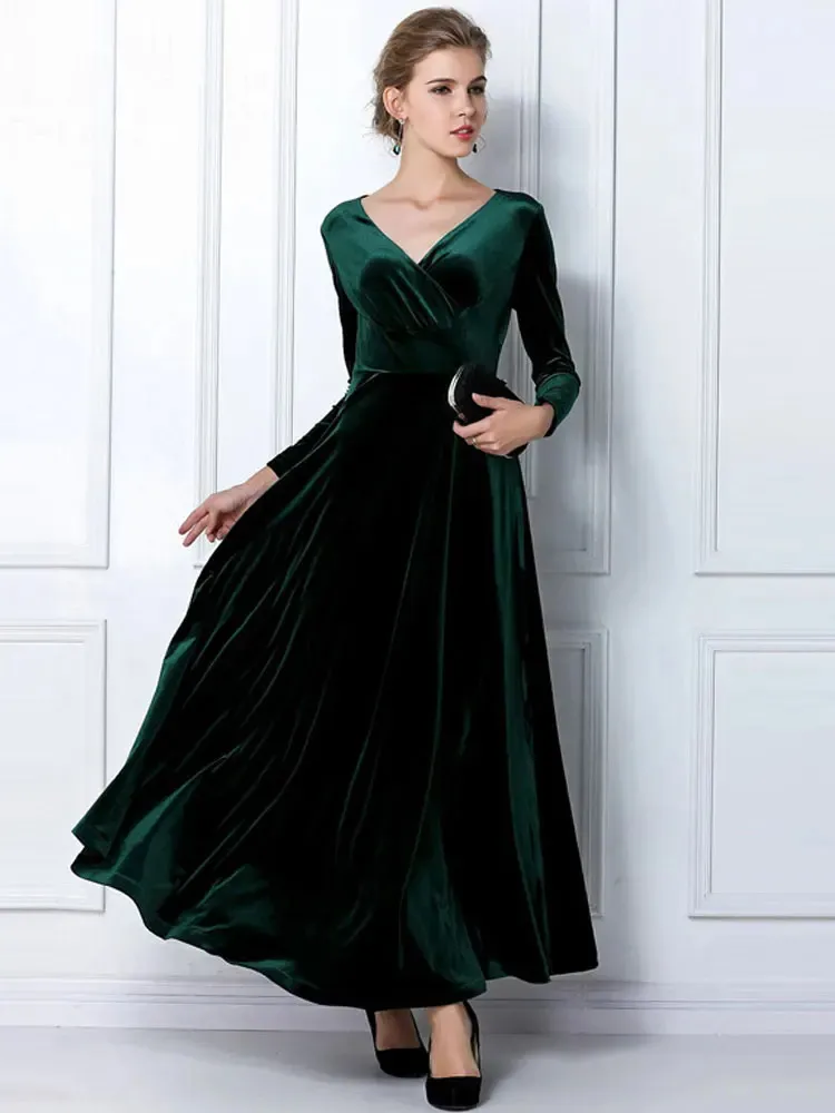 Elegant Velvet Maxi Dress - Women's Autumn Winter Long Party Dress Elegant Velvet Maxi Dress - Womens Autumn Winter Long Party Dress, Sexy  A-Line Velour Gown, Urban Ladies Fashion, Plus Size Available from Dhgate  Urban Sexy Dresses - price 46.34