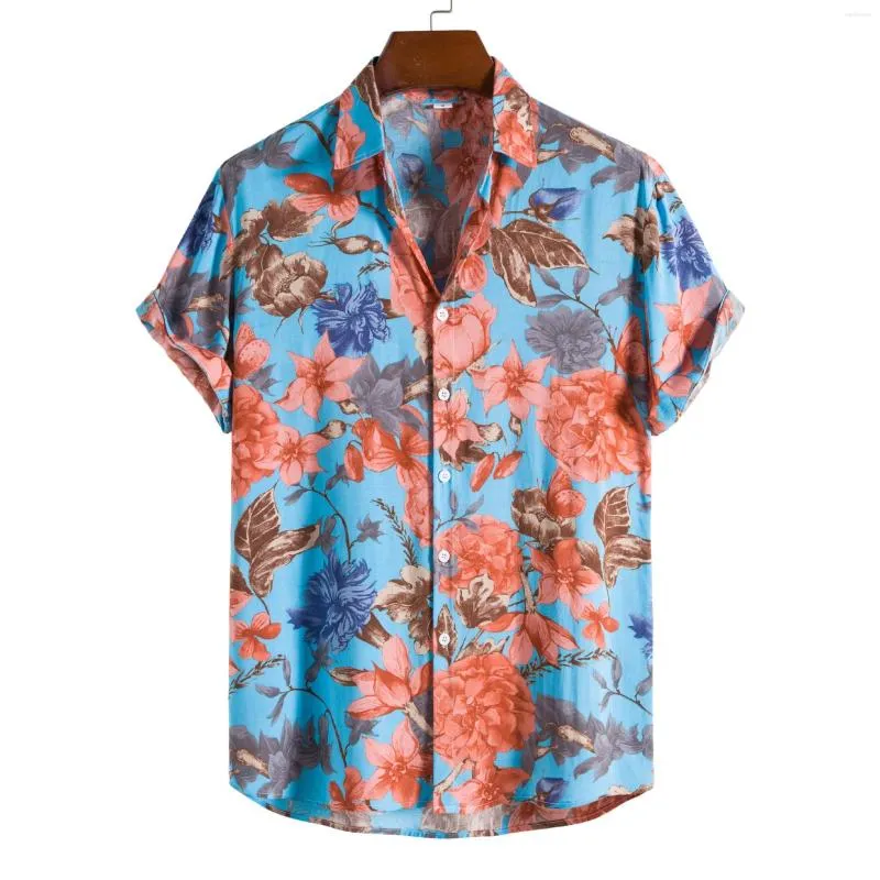 Camicie casual da uomo Hawaiian Uomo manica corta Stampa floreale Summer Button Down Beach Aloha Shirt Party Holiday Vacation Abbigliamento Uomo XXL