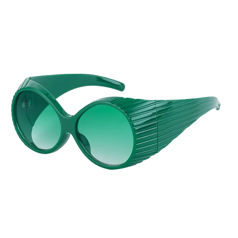 Fashion Women s Novelty Stripes Pure Colors Round Sunglasses