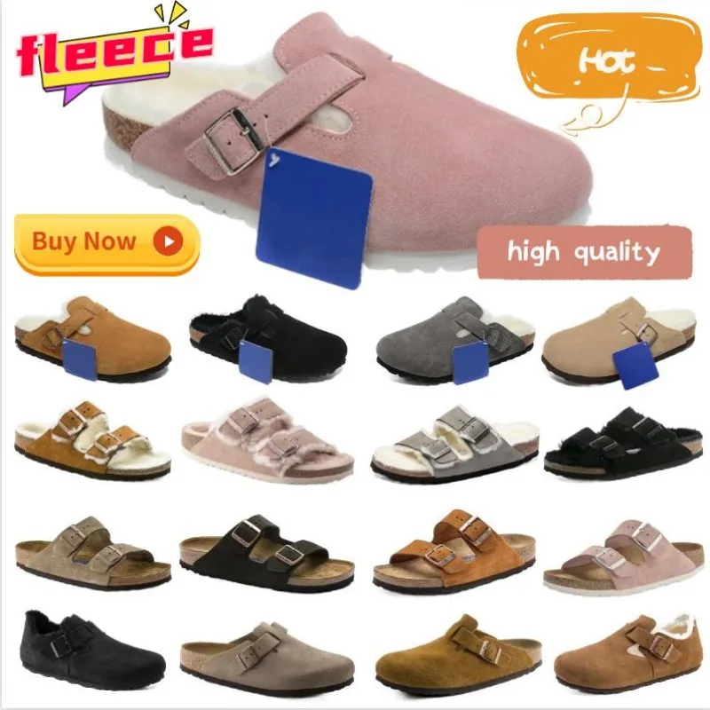 Men Women Designer buckle stock Boston Clogs Sandals Slippers Cork Flat Fashion luxurys High quality Leather Slide Favourite Beach Casual Shoes