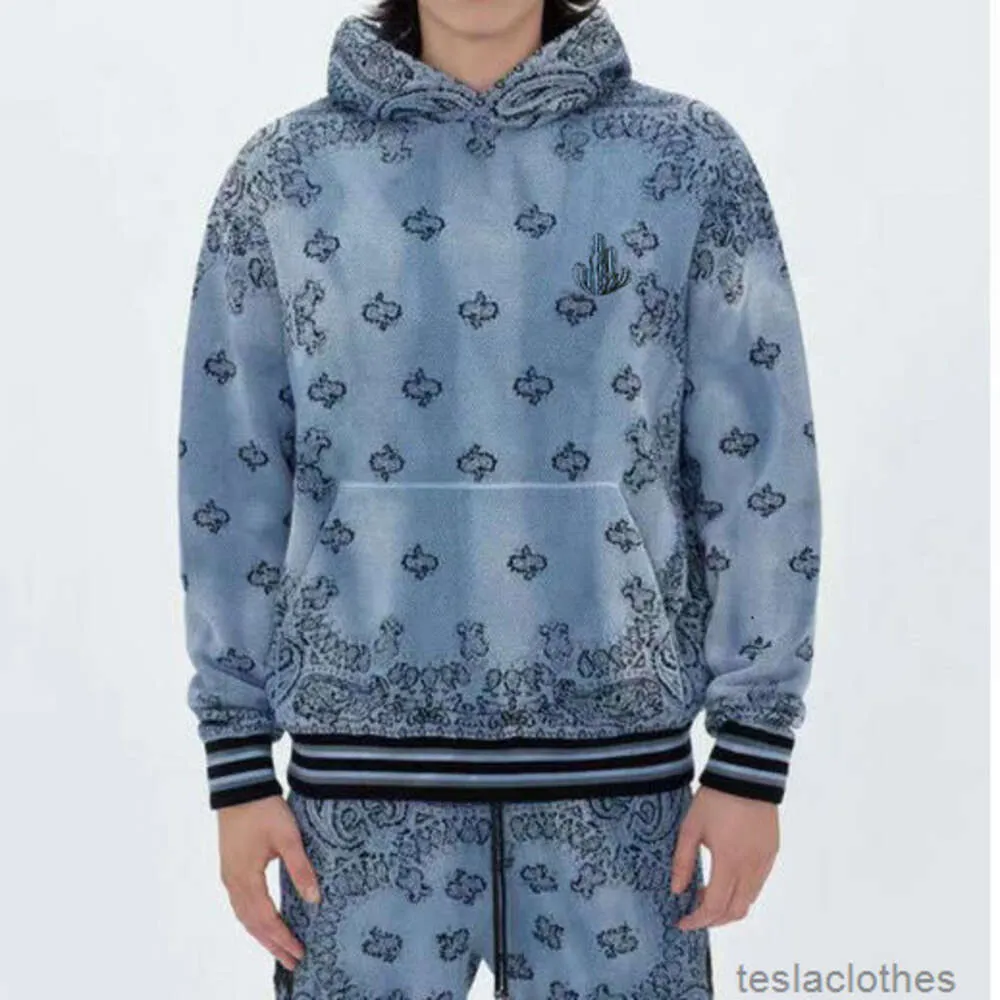 Sweat à capuche pour hommes Sweatshirts Mode Streetwear High Street Sweat à capuche 23SS Gaufre Brodée Fleur de cajou Pleine Imprimer Boue Teint Sweat à capuche Hommes Femmes