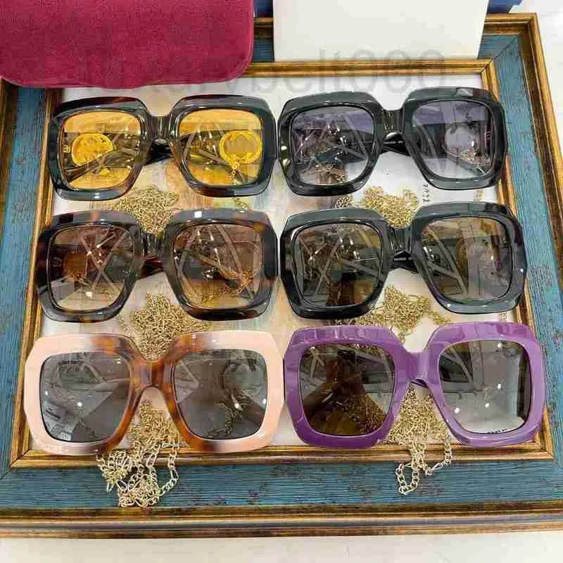 Okulary przeciwsłoneczne projektanty gogle łańcucha dla damskiej nowej tablicy duża kwadratowa moda moda wszechstronne okulary słoneczne cxpu