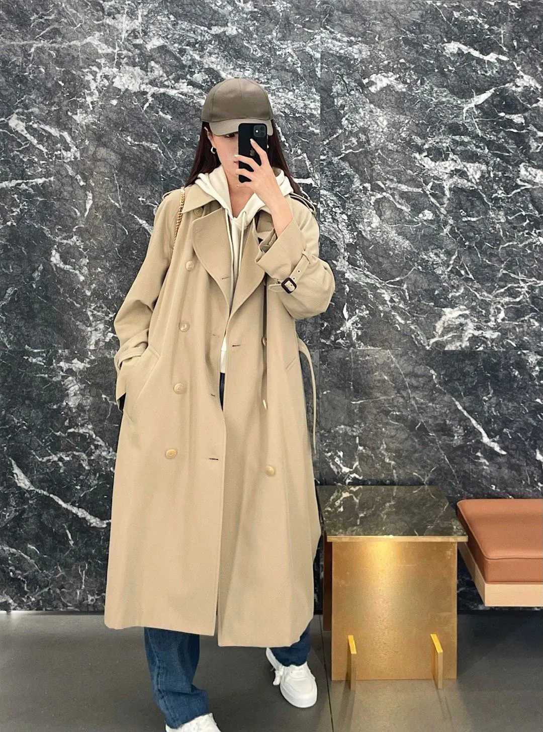Trench Coat Femme Mi Long - Haut Femme Chic Et Elegant Grande