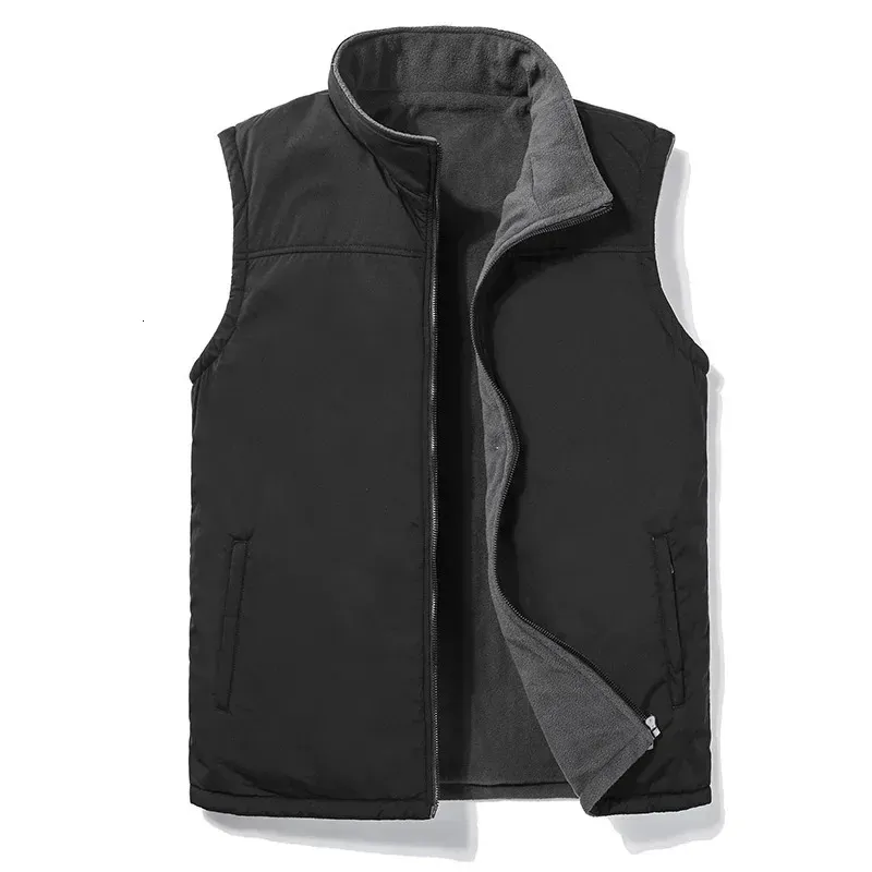 Gilets pour hommes Hommes automne épais gilet sans manches veste gilet hommes hiver décontracté chaud gilets vêtements d'extérieur sans manches veste polaire 5XL 231117