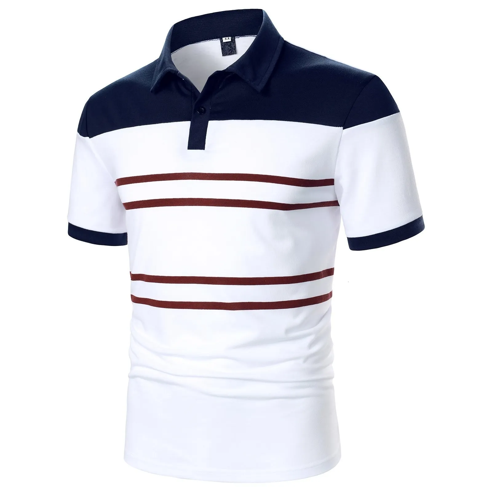 Mens Striped Polo Shirt Short Sleeve Regular Fit, Preppy Style
