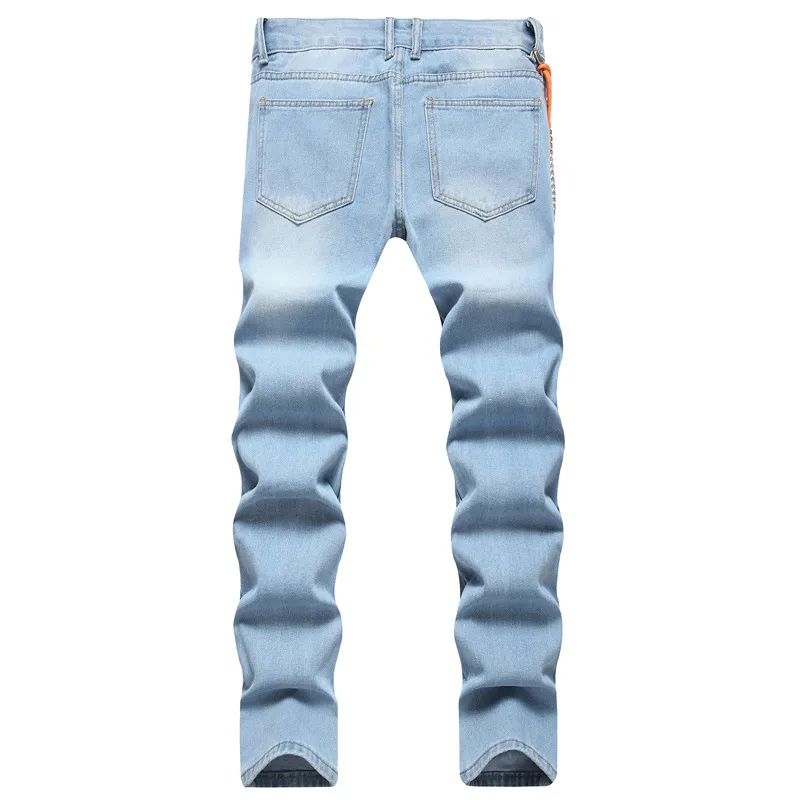 激安アウトレット通販 レディース Embroidered Blue Mens Patchwork Jeans Men Nova Fashion Denim Clothing