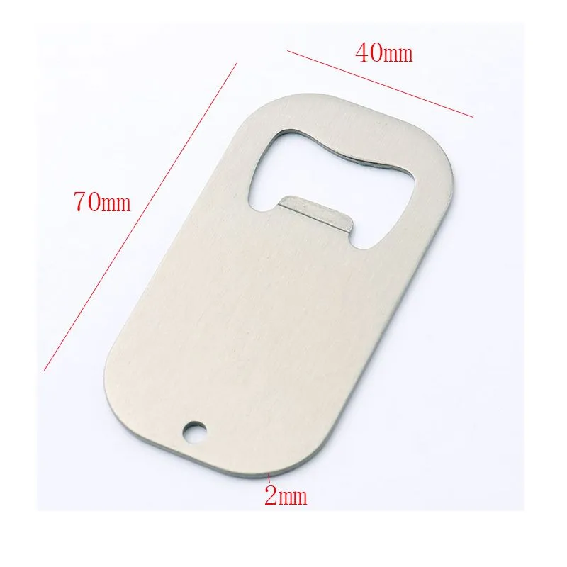 Sublimation Blank Beer Bottle Opener Heat Transfer Metal Dog Tag Corkscrew DIY Creative Gift