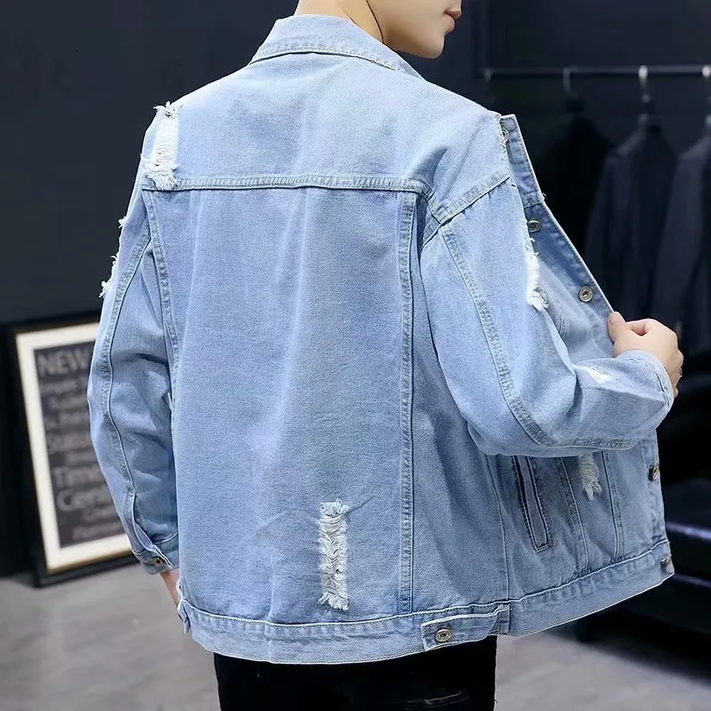 Denim jacket with holes hotsell