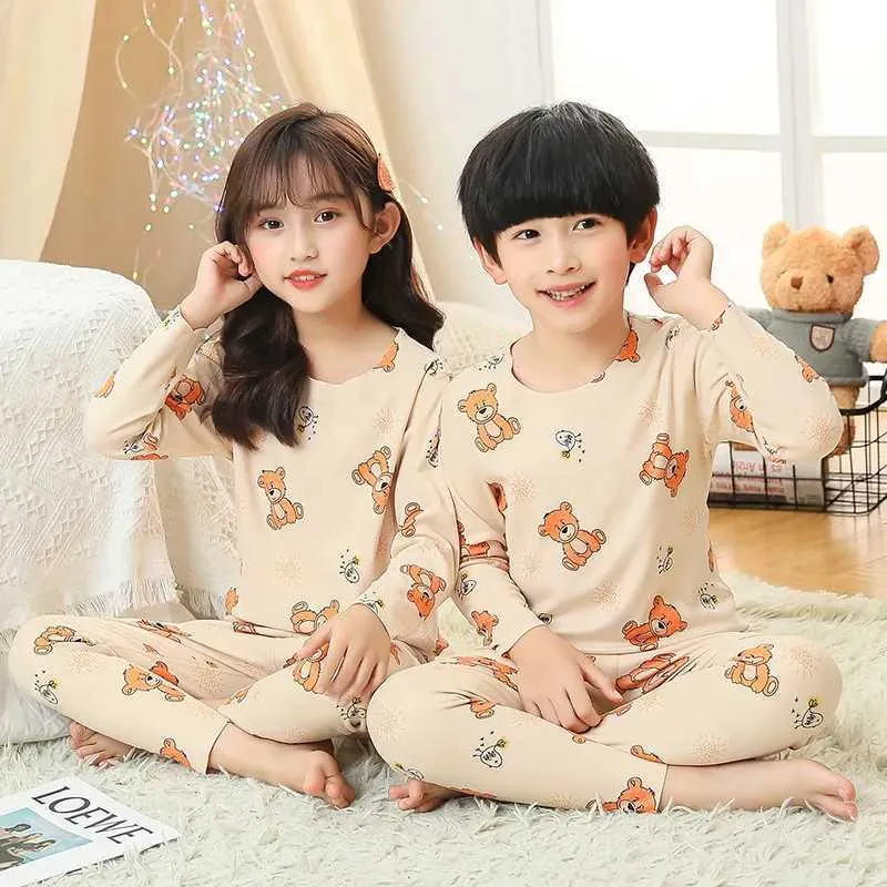 Pajamas Autumn Winter Thermal Underwear Suit Girls Clothing Sets Boys  Pajama Sets Baby No Trace Warm Sleepwear Candy Colors Kids  Clotheszln2301117 From 8,84 €