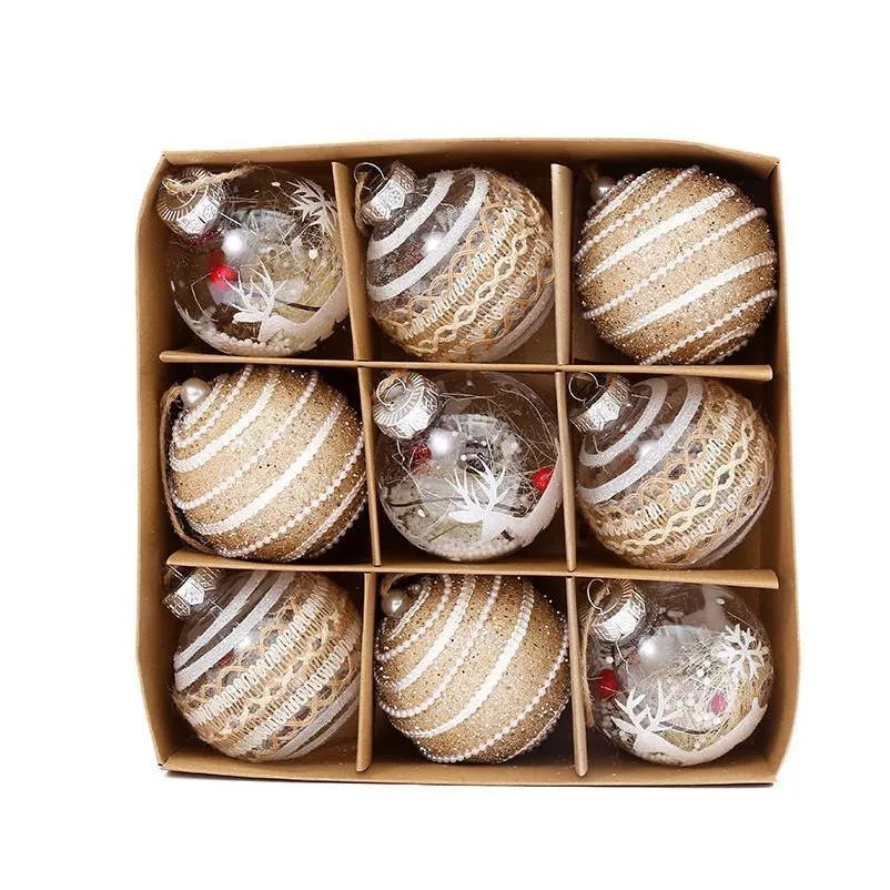 クリスマスの装飾8cmビッグクリスマスボールMticolor Decorations Tree Oraments Home Party Supplies 9pcs/set Drop Delivery ho dh2b6